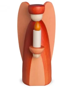 Ange De Noël En Bois Rouge Avec Bougie