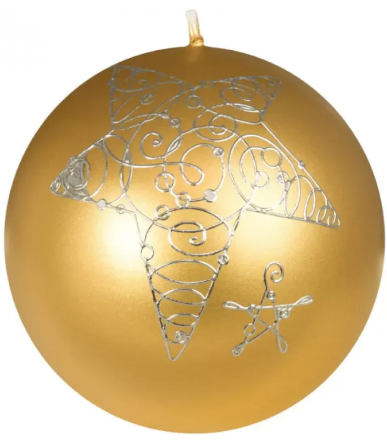 Bougie De Noël Boule Avec Etoile, 8 Cm