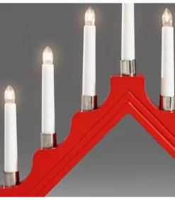 Chandelier À 7 Branches En Bois, Rouge