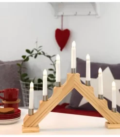 Chandelier De Noël À 7 Branches, Bois Naturel