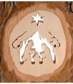 Crèche A Poser En Ecorce De Bois, 11 Cm