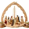 Crèche De Noël En Bois Avec Bougeoir 18 Cm