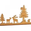 Diorama En Placage D'Olivier, Cerf Et Biche Dans La Foret, 12 Cm