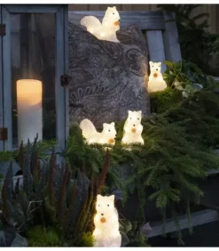 Ecureuils Lumineux 12 Cm En Acrylique, 40 Diodes Blanc Chaud