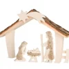Etable De Bethleem Avec Figurines En Ecorce, 17 Cm