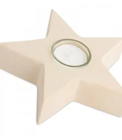 Etoile En Bois Bougeoir, 15 Cm