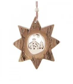 Etoile En Bois, Motif Cisele Crèche Et Etoile, 10 Cm