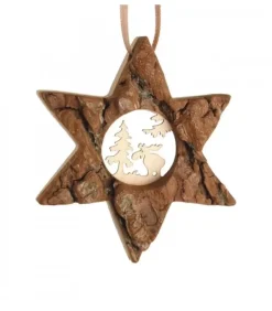 Etoile En Bois, Motif Cisele Elan, 7 Cm