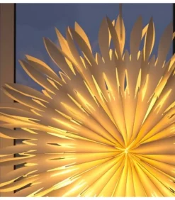 Etoile Lumineuse Electrique En Papier A Suspendre, Blanche, 60 Cm