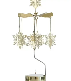 Grand Carrousel De Noël Flocons De Neige Dores, 28 Cm