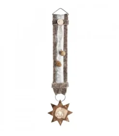 Grand Décoration Murale Montagne 60 Cm Blanc Avec Etoile, Crèche