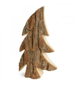 Grand Sapin En Bois, Forme Penchee, 40 Cm