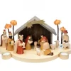 Grande Crèche De Noël En Bois Avec Personnages