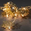 Guirlande Lumineuse Décorative A Led, Flocons De Neige Metalliques Dores