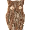 Hibou En Bois D'Ecorce, 16 Cm