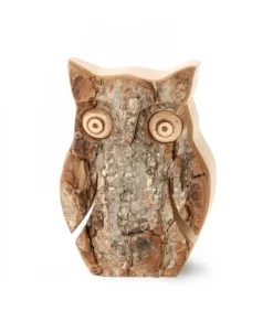 Hibou En Bois D'Ecorce, 6,5 Cm