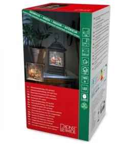 Lanterne À Neige A Led Avec Père Noël Dans Son Traineau, 25 Cm