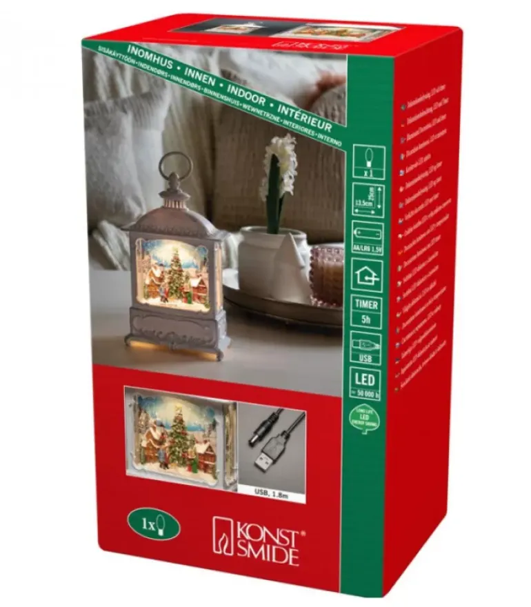 Lanterne De Noël Blanche, Village De Noël Avec Sapin