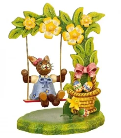 Lapin De Paques En Bois Et Balancoire Fleurie