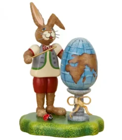 Lapin De Paques En Bois Ecolier Et Mappemonde
