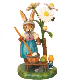 Lapin De Paques En Bois Peintre D'Oeufs Colores
