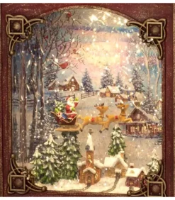 Livre De Noël Lanterne À Neige, Père Noël Dans Un Traineau