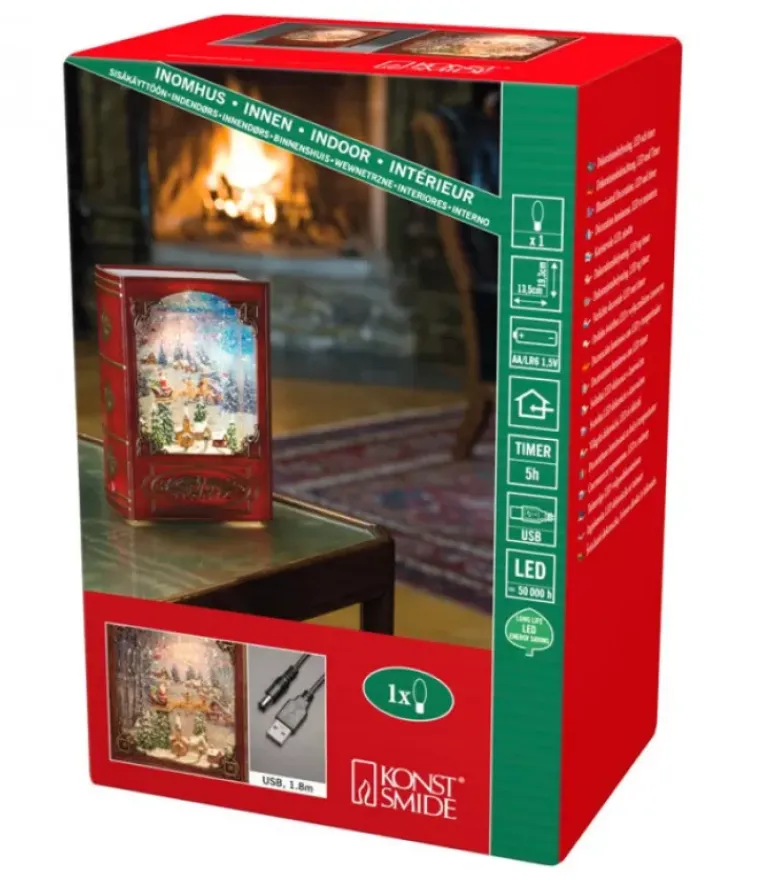 Livre De Noël Lanterne À Neige, Père Noël Dans Un Traineau