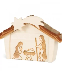 Mini Crèche De Noël En Bois 4 Cm, Avec Nativite Gravee Au Laser