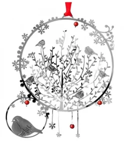 Oiseaux En Metal Argente A Suspendre