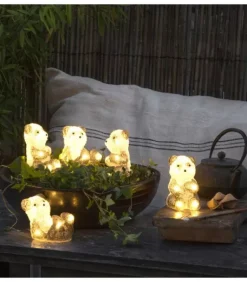 Pandas Lumineux En Acrylique Led, Lot De 5, 11,5 Cm