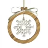 Pendentif En Bois D'Olivier 7Cm, Motif Cristal De Neige N°2