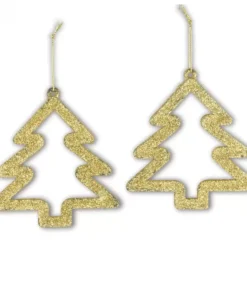 Pendentifs Sapin De Noël, Paillettes Dorees (Par 2)