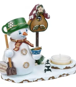 Personnage Porte Encens Bonhomme De Neige Avec Bougeoir
