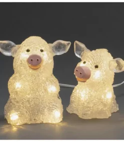 Petits Cochons Lumineux En Acrylique Led 12,5 Cm, Lot De 5