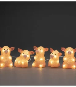 Petits Cochons Roses Lumineux En Acrylique Led 12,5 Cm, Lot De 5