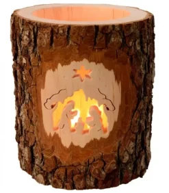 Photophore En Bois Cisele, Crèche De Noël Et Etoile