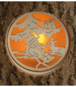 Photophore Rondin De Bois, Avec 3 Motifs, Crèche, Anges Et Bonhomme De Neige