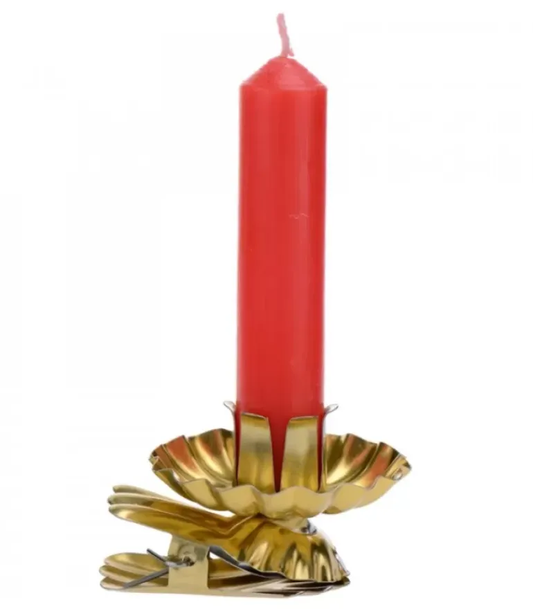 Pince A Bougie Pour Sapin Metal Dore