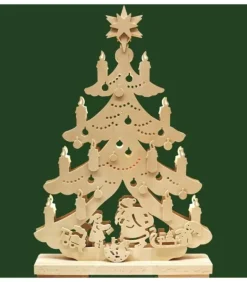 Père Noël Et Rennes Dans Sapin De Noël Led En Bois