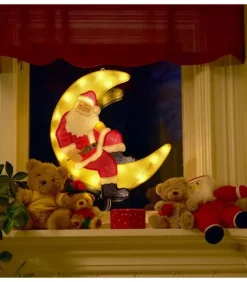 Père Noël Lumineux Sur La Lune