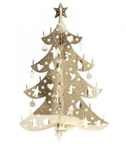 Sapin De Noël Design, Metal Dore, 19 Cm
