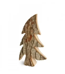 Sapin En Bois, Forme Penchee, 21 Cm