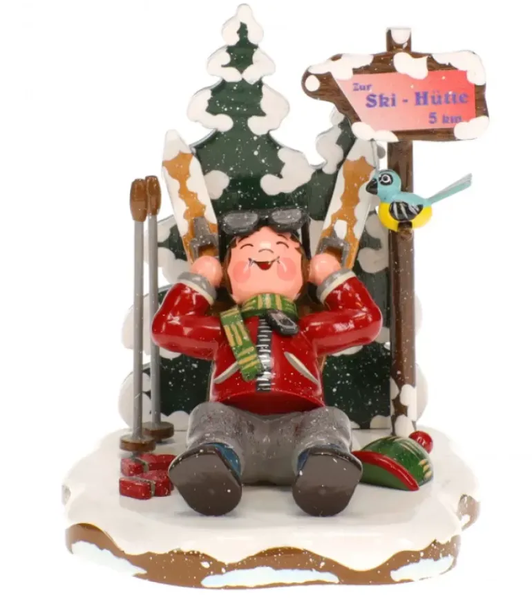 Skieur Au Repos - Village De Noël Miniature