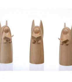 Trois Anges De Noël En Bois Pour Crèche, 6 Cm