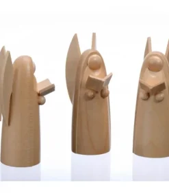 Trois Anges De Noël En Bois Pour Crèche, 6 Cm