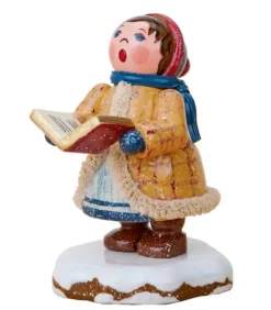 Village De Noël Miniature, Fillette Chantant Noël