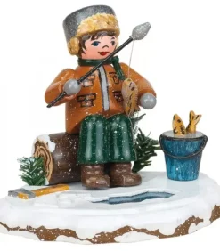 Village De Noël Miniature, Pecheur A La Ligne