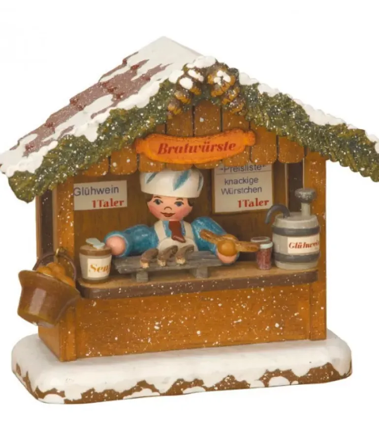 Village Noël Miniature, Chalet Marche De Noël Vendeur De Saucisses